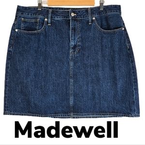 Madewell Rigid Denim A-Line Med Wash Blue Denim Jean All Cotton Skirt Sz 16W.